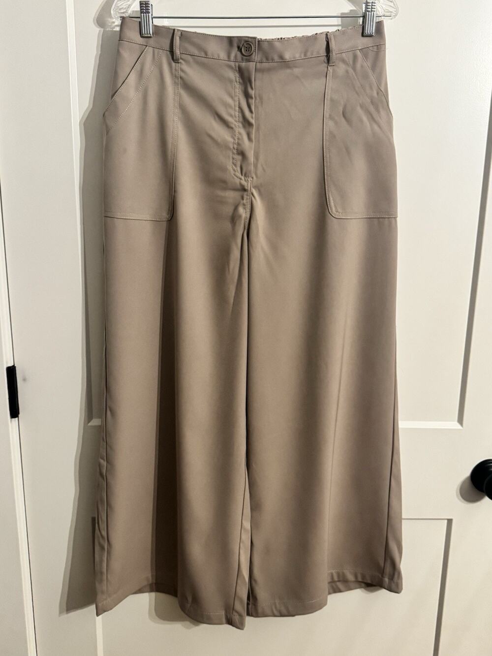 MAX STUDIO LONDON Women's High Rise Elastic Back Wide Leg Pants Khaki Sz XL NWT